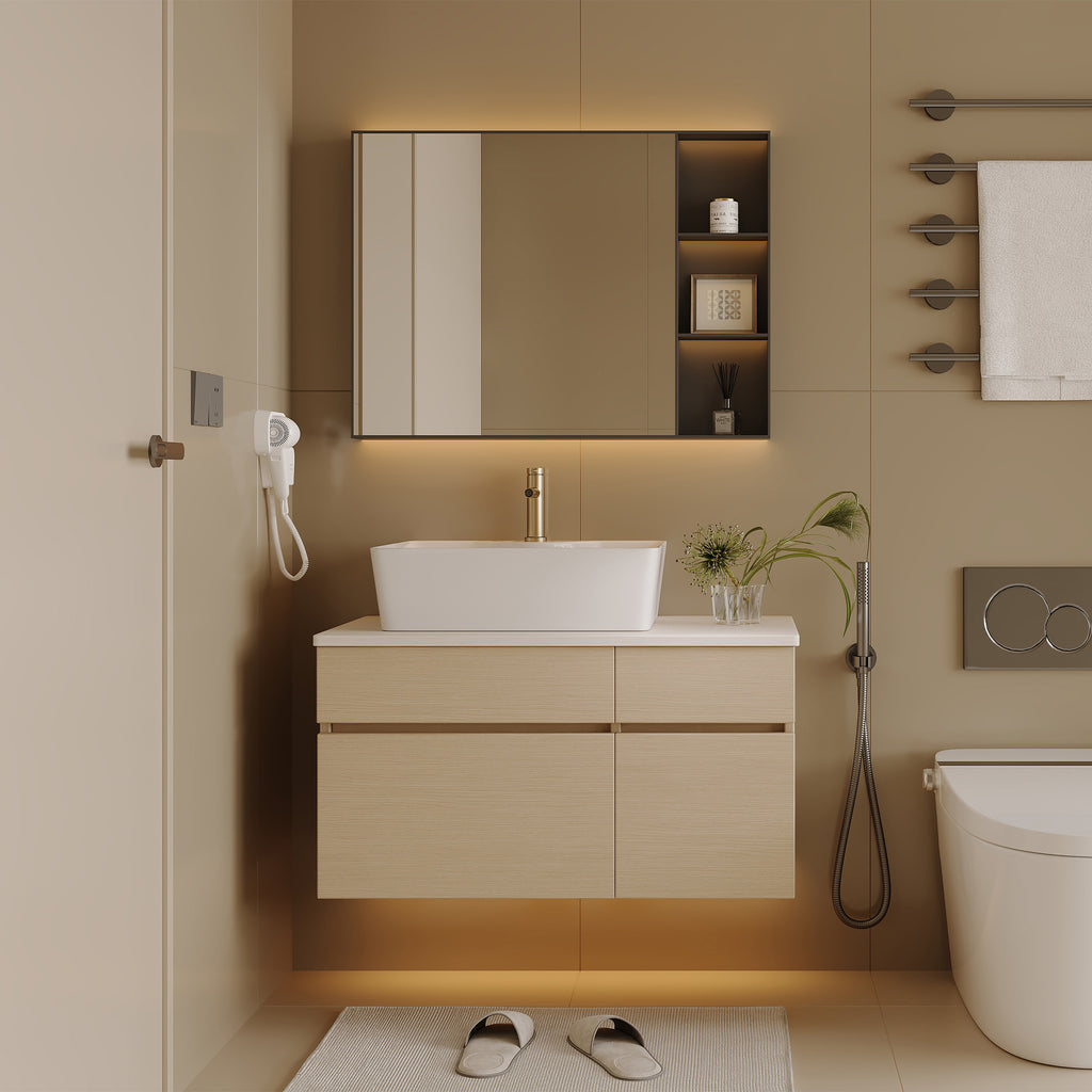 31.5 Inches Floating Single Small Bathroom Vanity with Sink