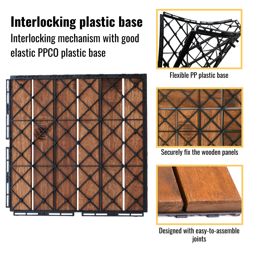 Acacia Wood Interlocking Deck Tiles