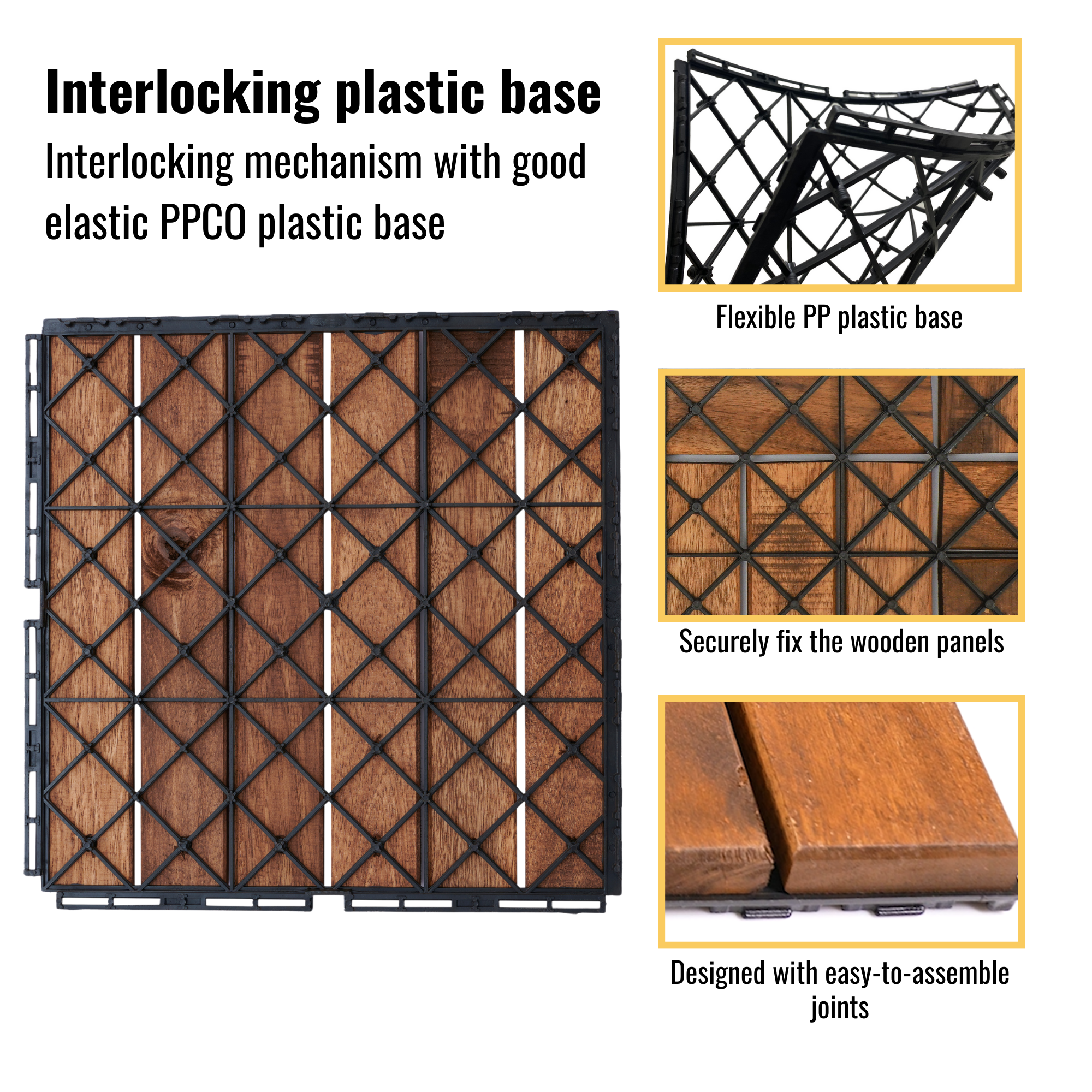 Acacia Wood Interlocking Deck Tiles