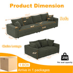 102.4" Plush Corduroy 4-Seat Sofa