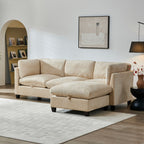 Soft Chenille 3-Seater Sectional Couch with Ottoman