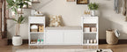 TREXM All-in-One Entryway Storage Bench with Cushion, Compartments & Drawers