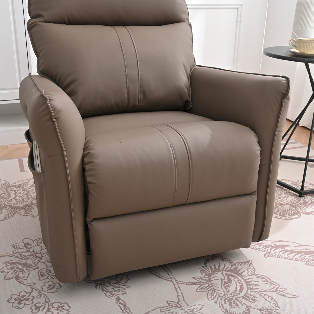 PU Rocking Recliner Chair with 360° Swivel