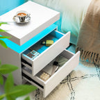 LED Nightstand with 2 Drawers for Bedroom
