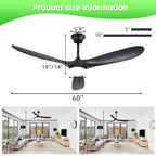 60 Inch Smart Ceiling Fan with Lights