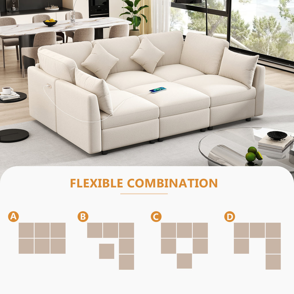 86.6" Sectional Sofa Modular Sofa U-shaped Sofa Couch