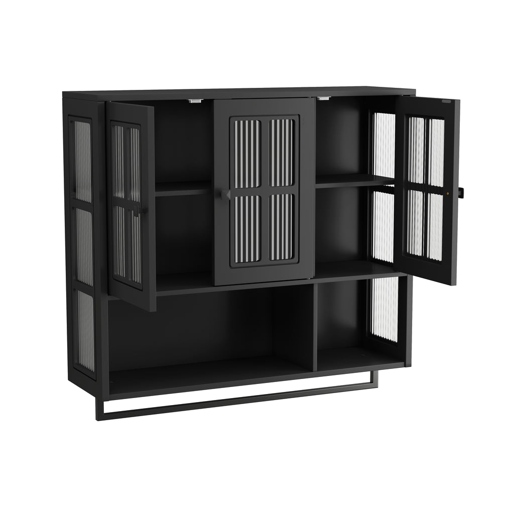 Bathroom Wall Cabinet with Open and Hidden Storage