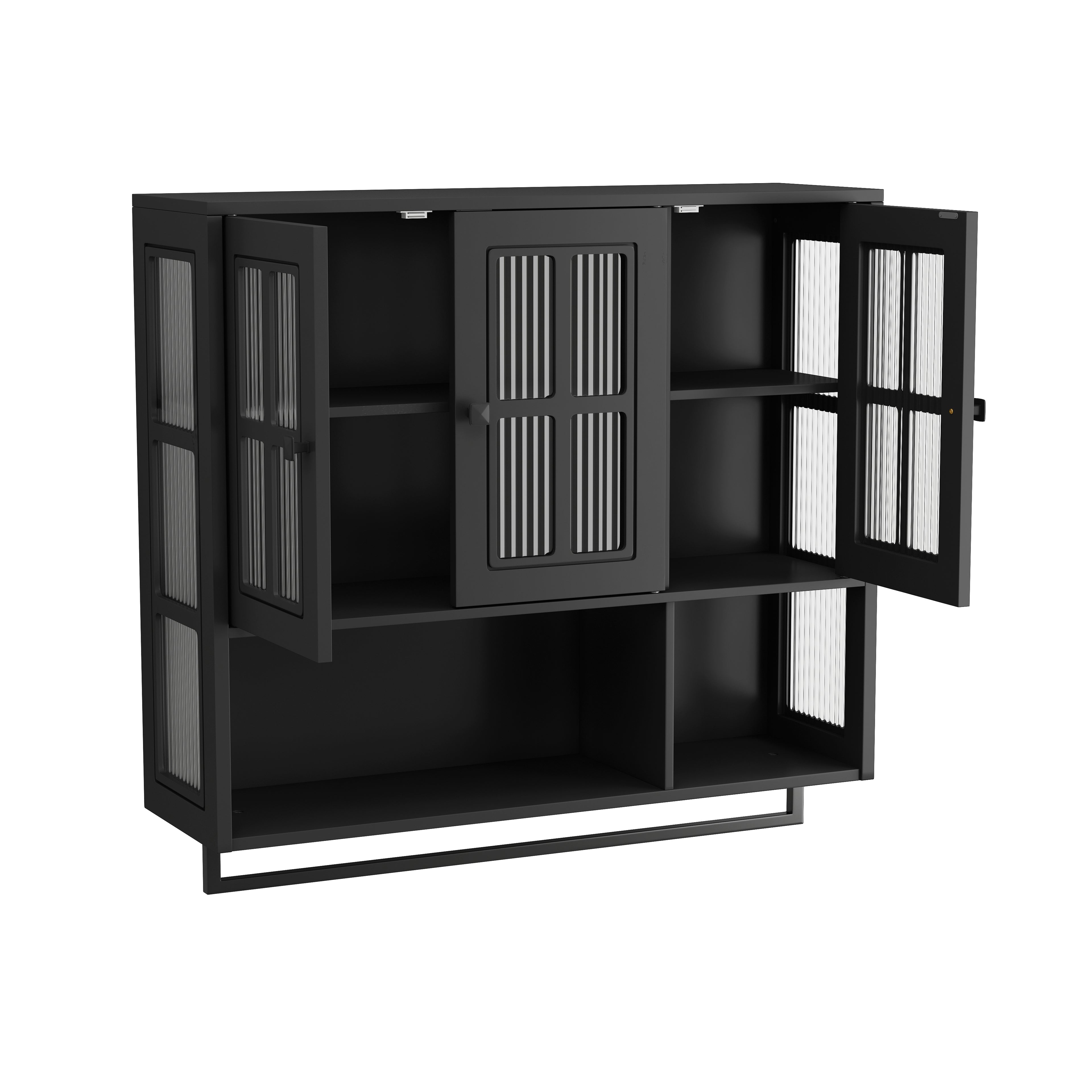 Bathroom Wall Cabinet with Open and Hidden Storage