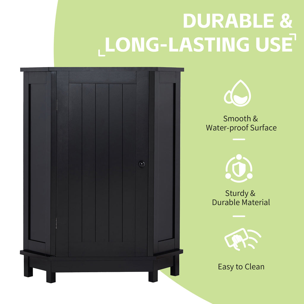 Black Triangle Corner Bathroom Cabinet with Adjustable Shelf