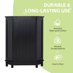 Black Triangle Corner Bathroom Cabinet with Adjustable Shelf