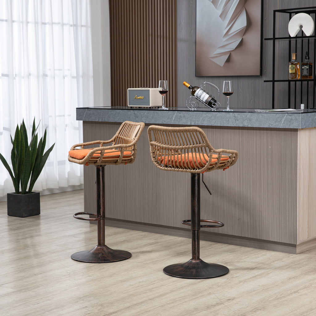 Modern Swivel Bar Stools Set of 2 Adjustable Counter Height Chairs