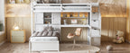 Twin Over Twin Loft Bed with Built-in Desk and Staircase