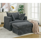 47.7'' Oversized Corduroy Chaise Longue with Ottoman