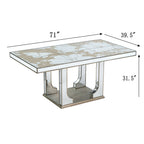 Large Mirrored Dining Table with Elegant Floral Design