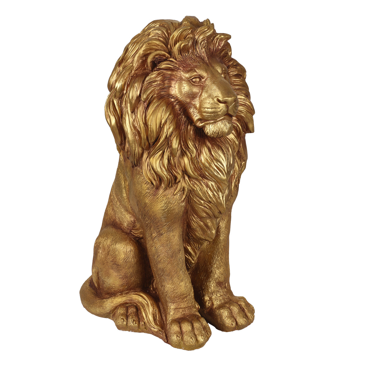 24" Outdoor Lion Statue, Magnesium Oxide Stone Composite Animal Sculpture Statue Decor for Front Door, Yard Patio Garden, Shiny