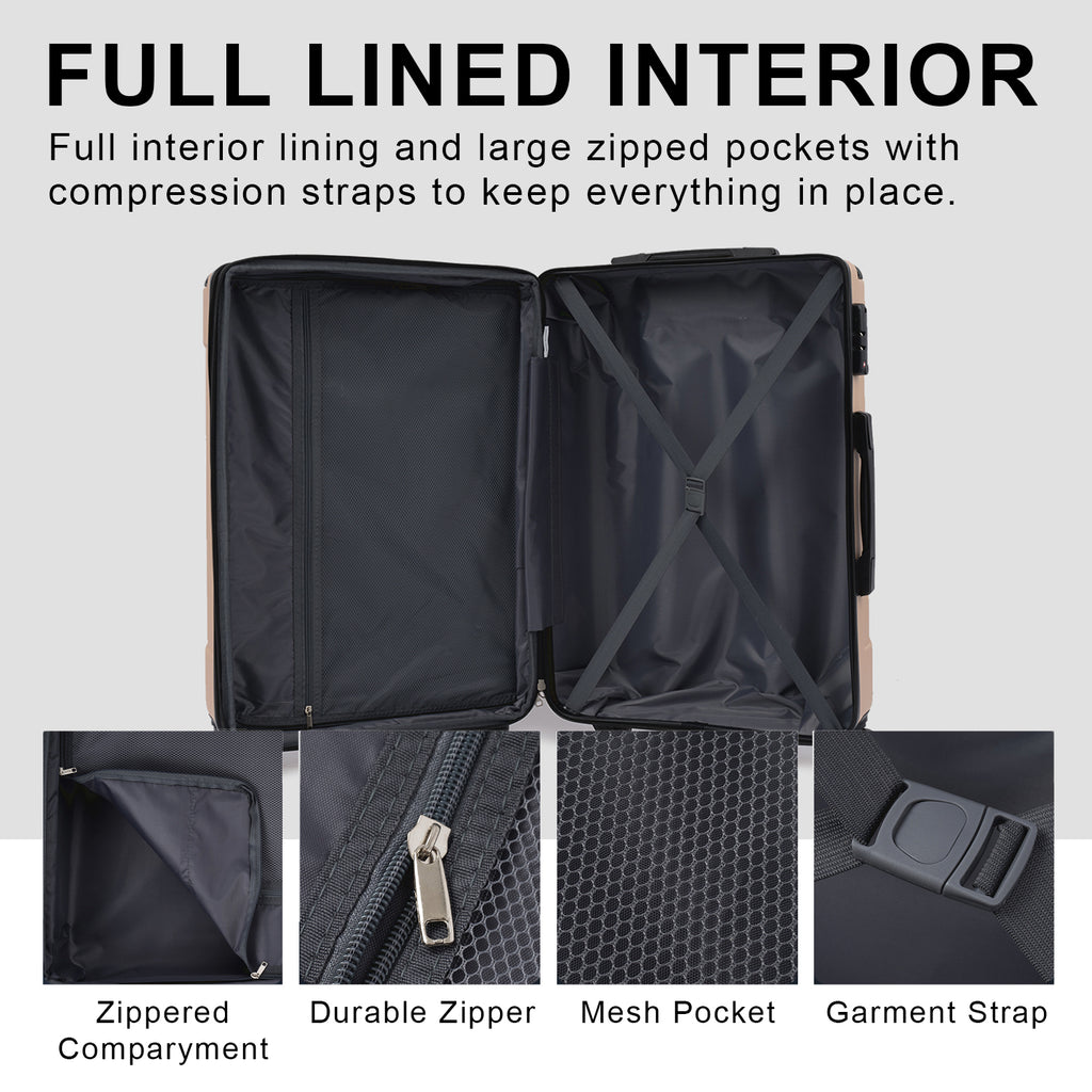 3 Piece Expandable Hard Shell ABS Suitcases with TSA Lock