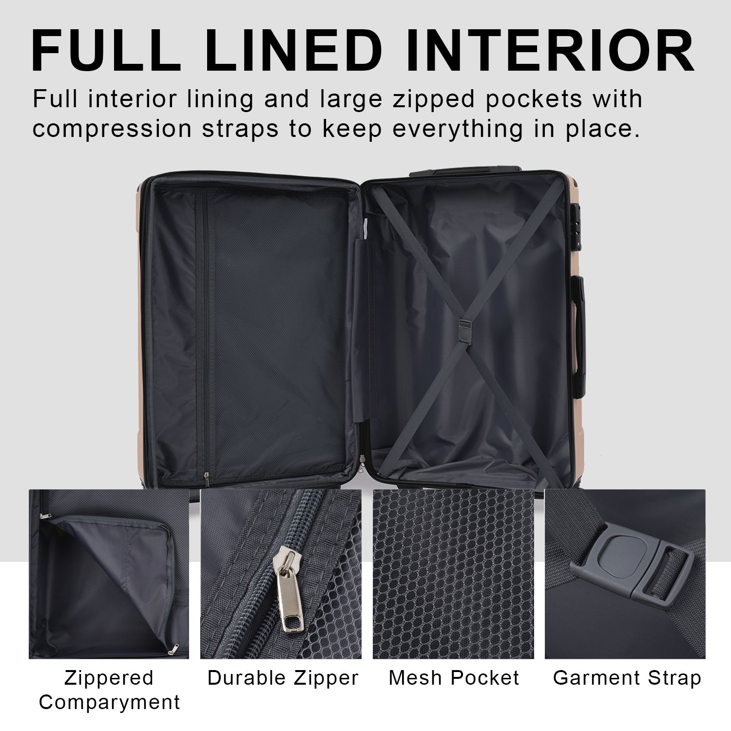 3 Piece Expandable Hard Shell ABS Suitcases with TSA Lock