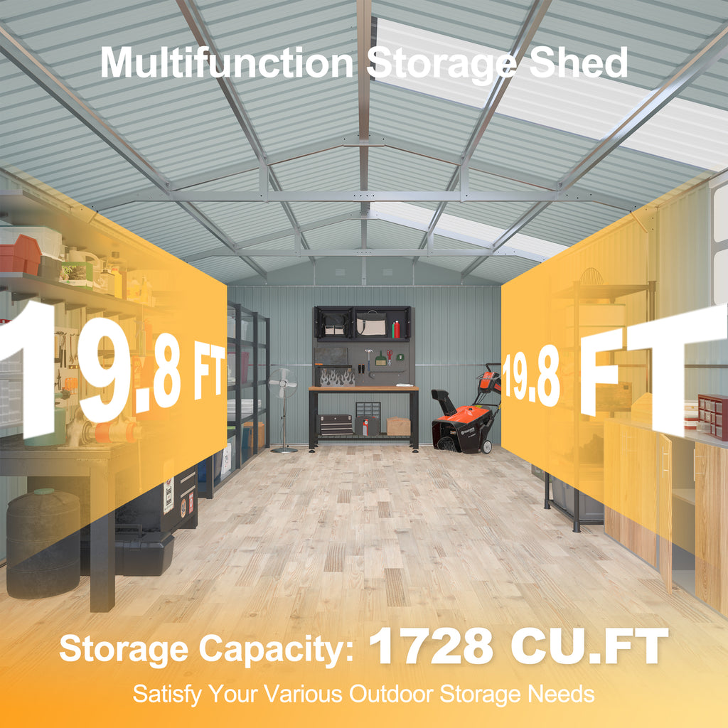 Outdoor Storage Shed 20x13 FT, Metal Garden Shed