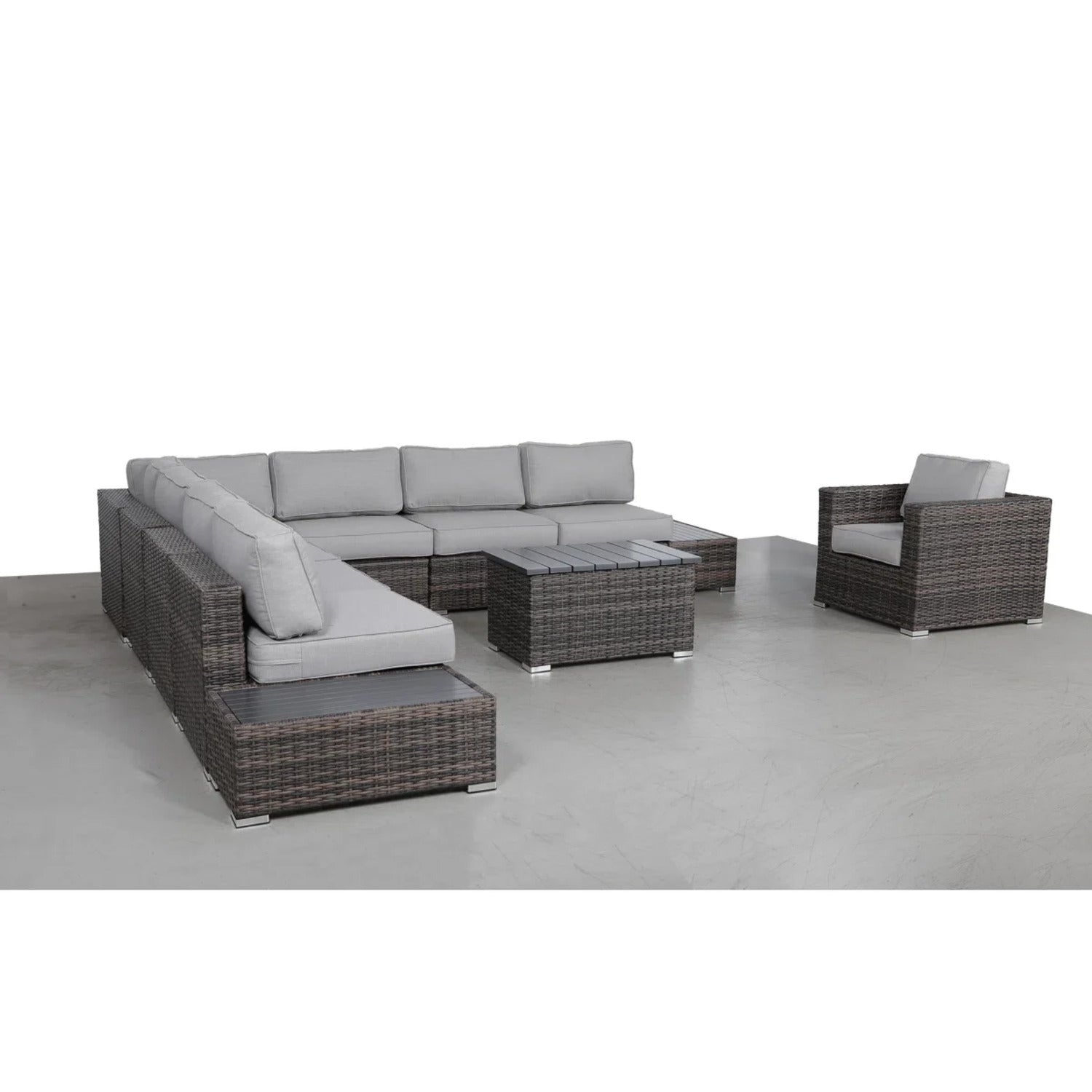 7-Person Wicker Patio Seating Group with Cushions – Fully Assembled
