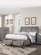 Vintage Queen Size Bed with Underbed Drawer and Nightstands