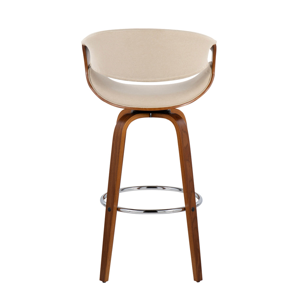 30" Mid-Century Modern Fixed Height Barstool with Swivel