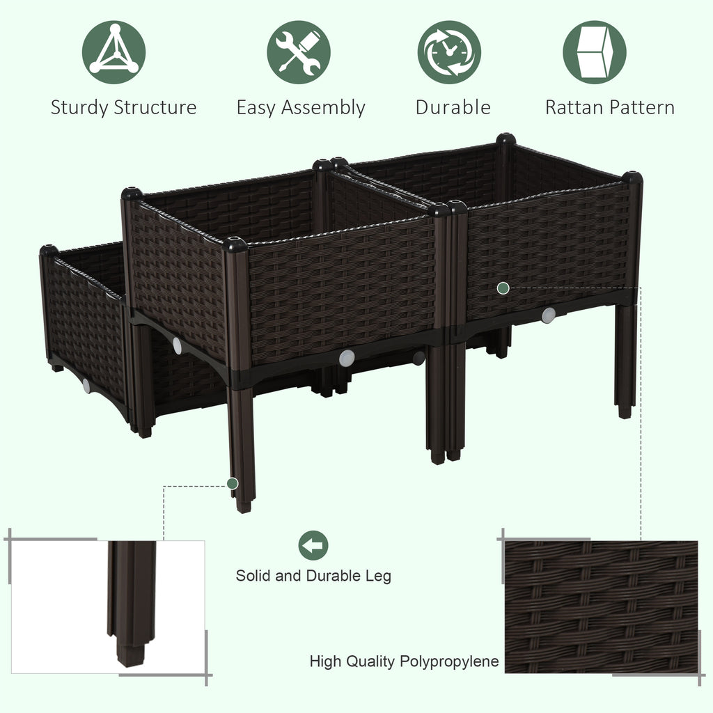 Outsunny 4 Piece Raised Garden Bed with Legs, Self-Watering Planter Box