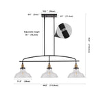 45" Industrial 3-Light Pendant Chandelier with Clear Glass Shades