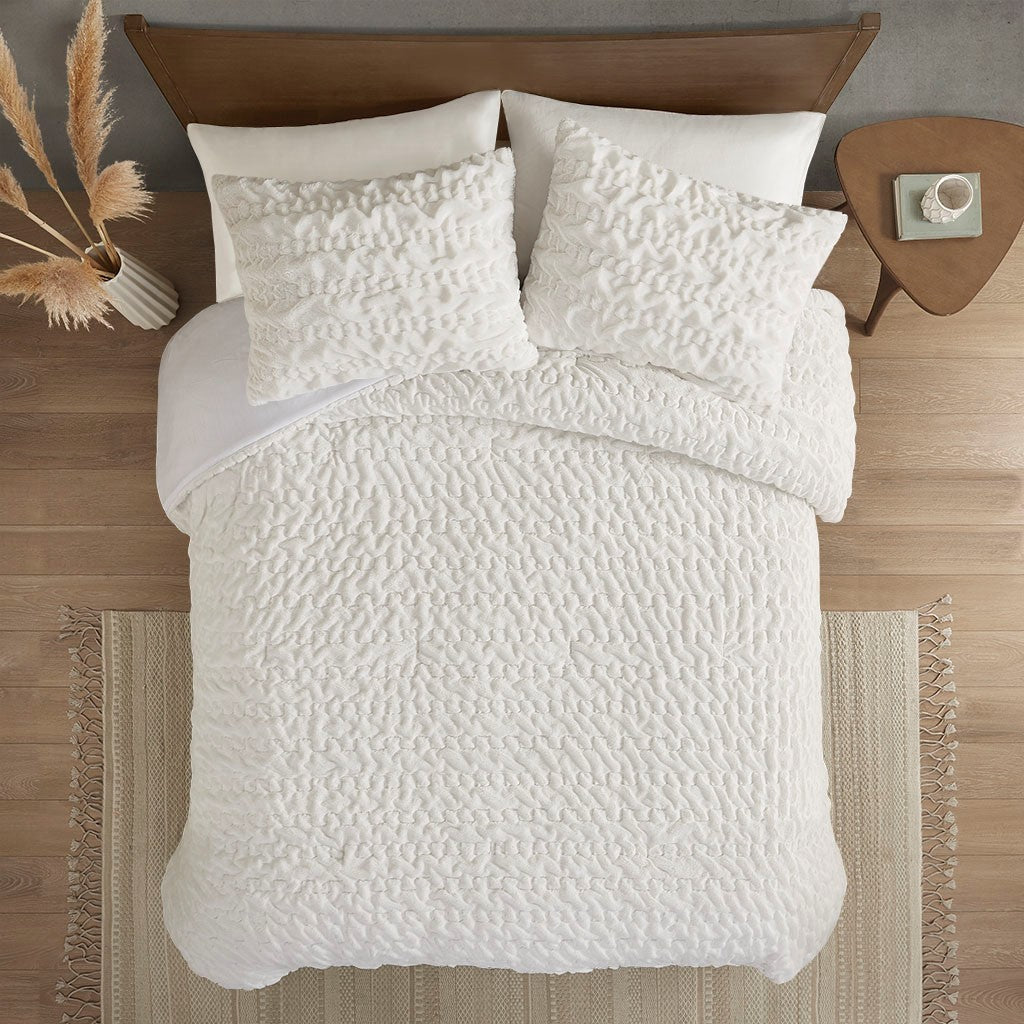 King/Cal King Ruched Fur Down Alternative Comforter Set