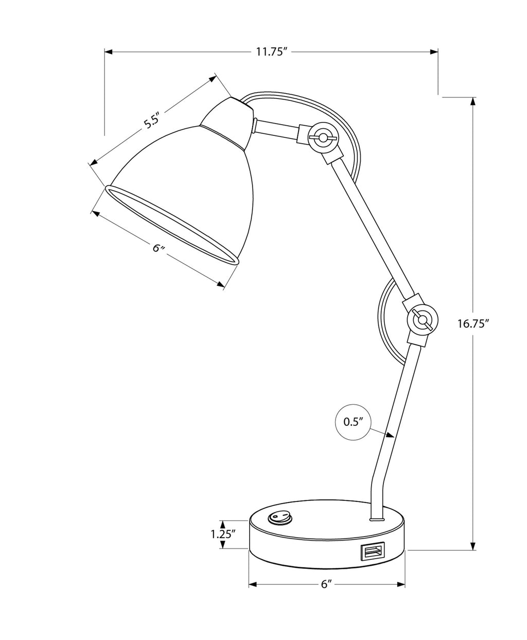 Modern Nickel Table Lamp with USB Port