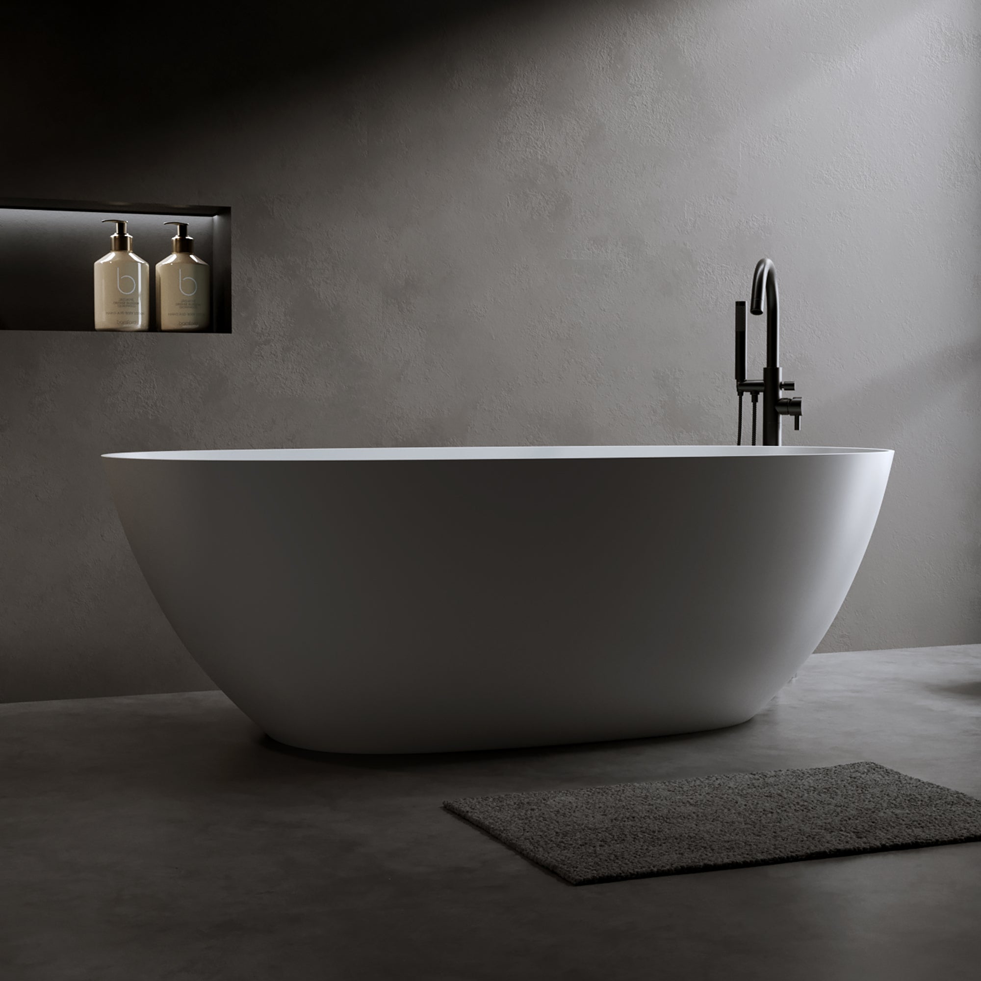 57" Solid Surface Matte Tub - Freestanding Soaking Bathtub