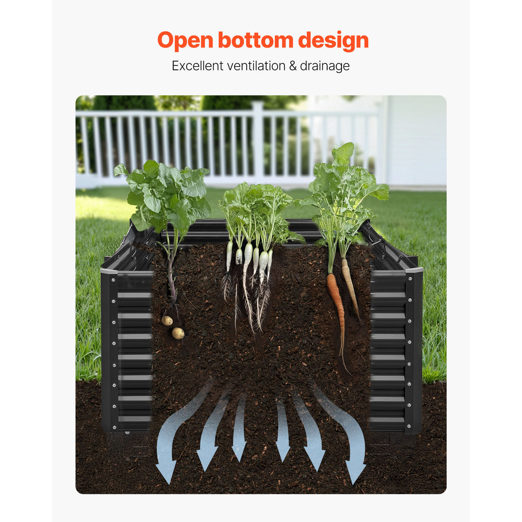 Metal Raised Garden Bed - 8 x 4 x 2 ft Galvanized Planter