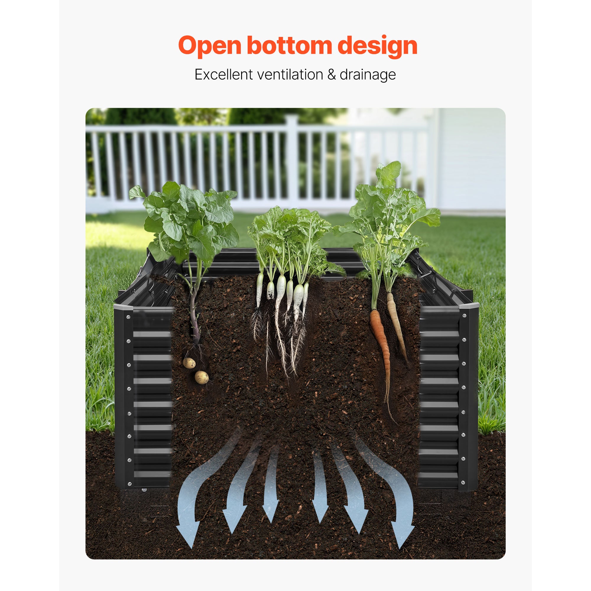 Metal Raised Garden Bed - 8 x 4 x 2 ft Galvanized Planter