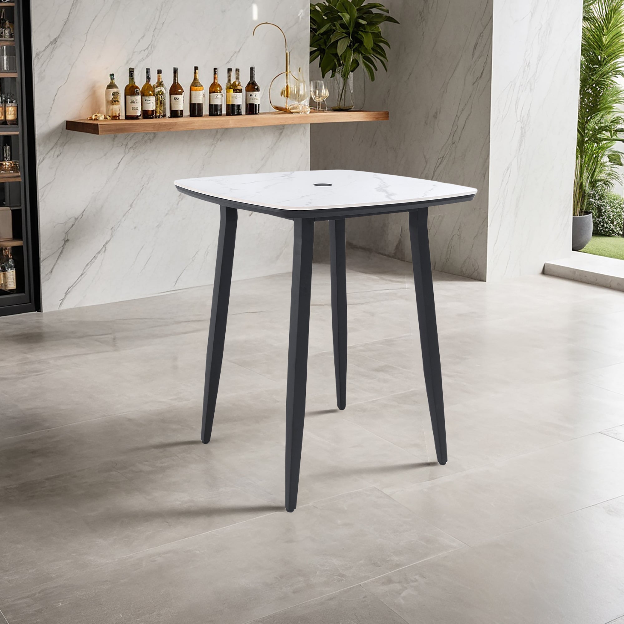 Modern 35.4'' Rounded Square Outdoor Bar Table