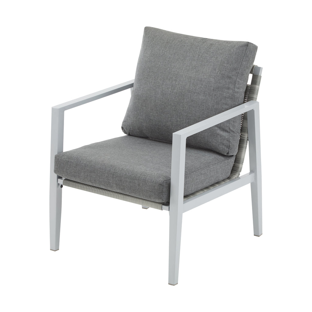 Silver Aluminum Lounge Chair with Sleek Rope Accents