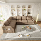 115.2" L-Shaped Pull-Out Bed Sleeper Sofa - Brown