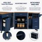 51.54" Rolling Kitchen Island Cart with Drop-Leaf