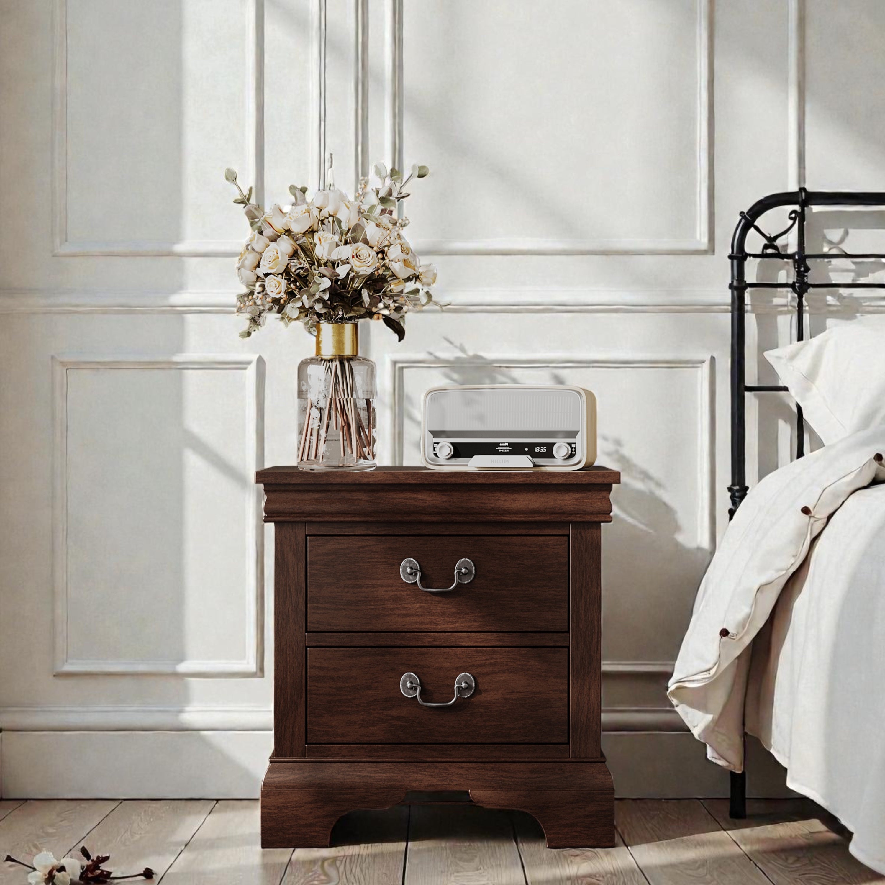Classic Wooden Nightstand - Cherry
