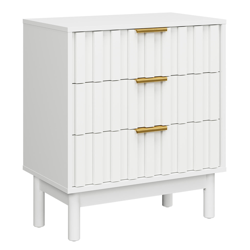 3 Drawer Dresser with Fluted Panel Design