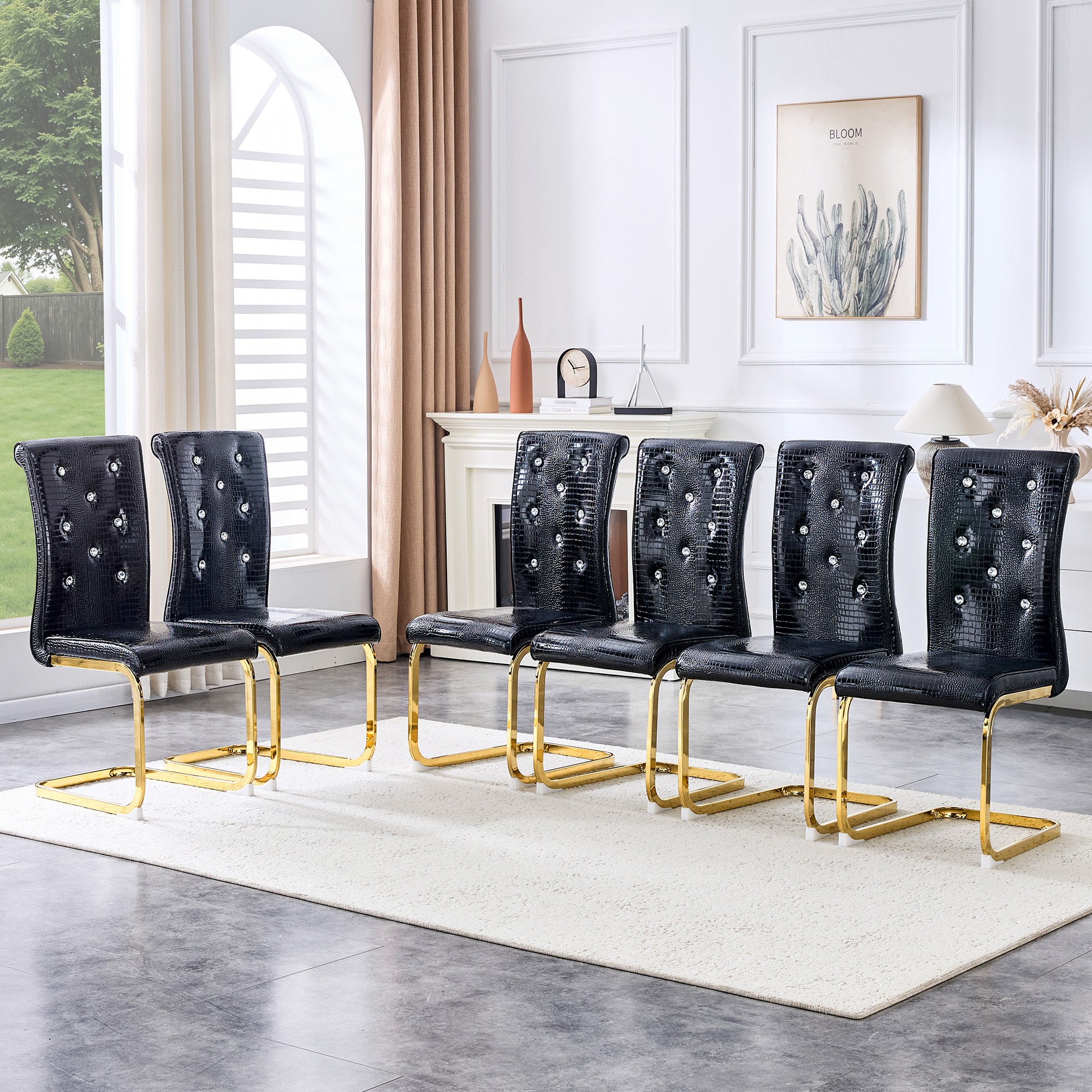 Set of 2 Retro Alligator Skin Upholstered Dining Chairs