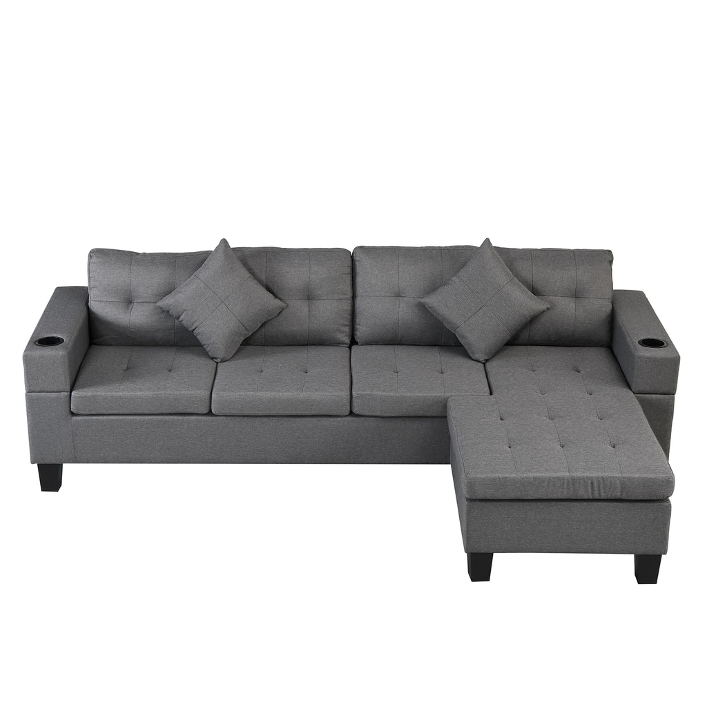 Modern L Shape Sectional Sofa Set with Chaise Lounge