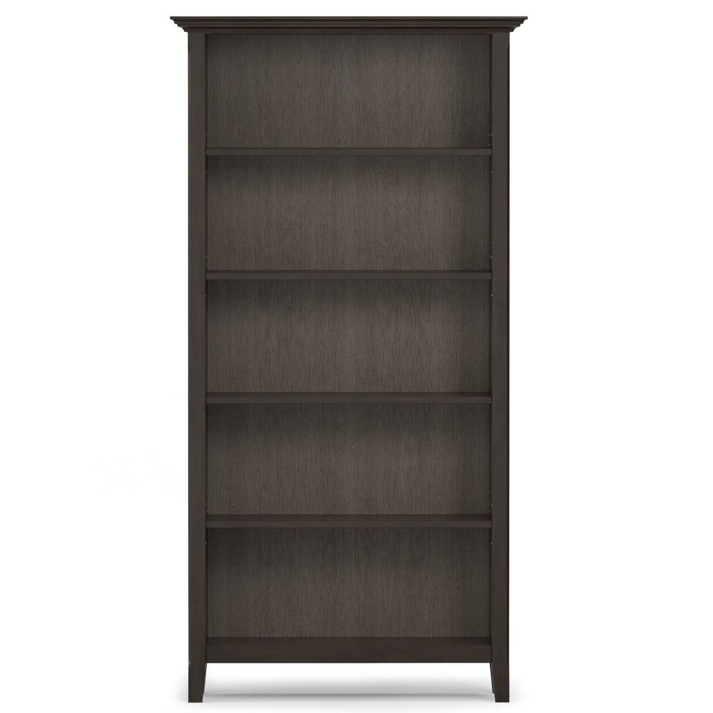Amherst 36 Inch Solid Wood 5 Shelf Bookcase in Hickory