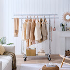 Double Clothing Garment Rack with Shelves