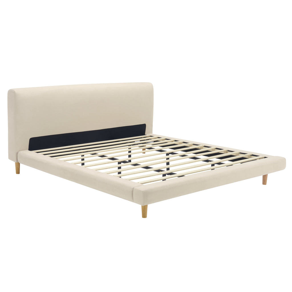Beige Chunky Headboard Bed Frame