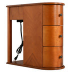 Modern End Table with Hidden Cup Holder Drawer & Charging Station