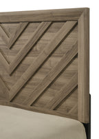 1pc Queen Size Chevron-Patterned Headboard Bed
