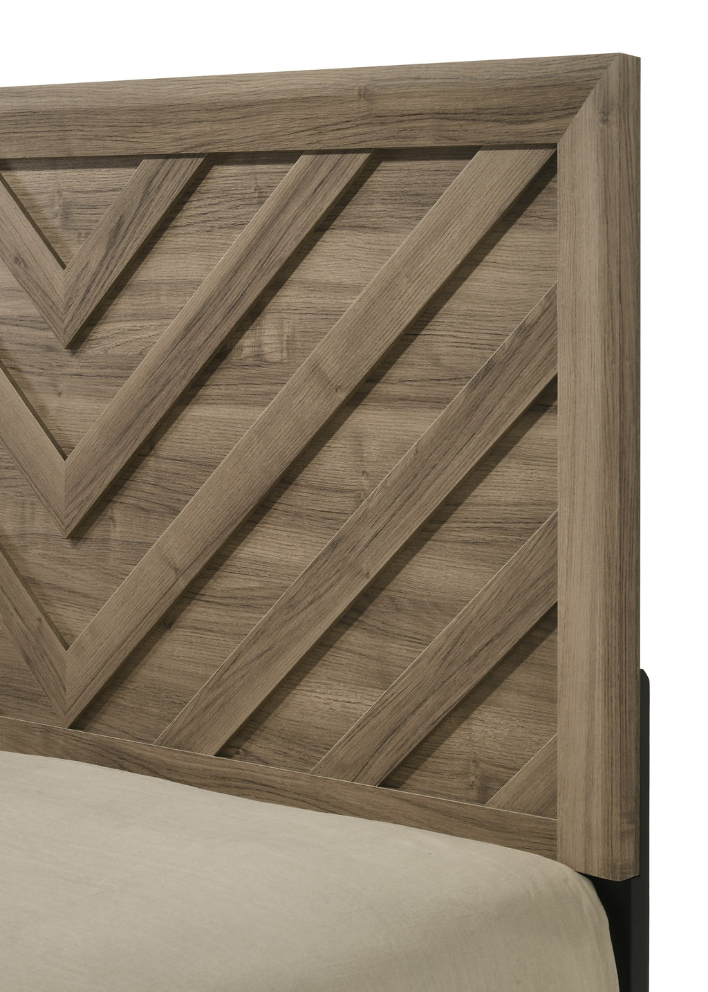 Full Size Chevron-Patterned Headboard Bed