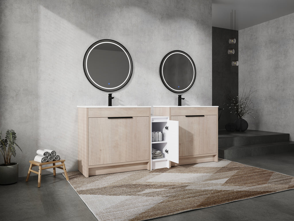 84 Inch Freestanding Bathroom Vanity with Ceramic Sink