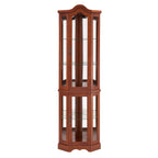 Corner Curio Cabinet with Lights, Adjustable Shelves, and Mirrored Back