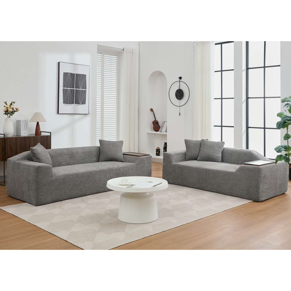 2 Piece Boucle Cloud Sofa Set