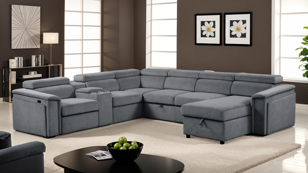 Harvey Modern Style Power Recliner Sleeper Sectional Sofa